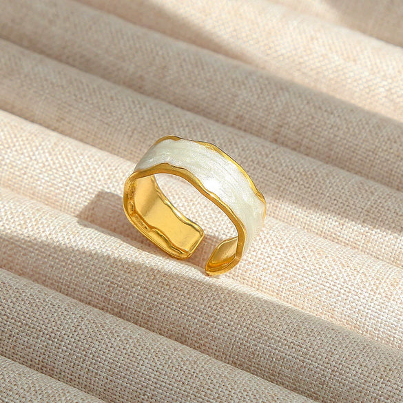 Wholesale Titanium Steel Electroplated Ins Style Heart Shape Geometric Retro Colorful Natural Stone Inlaid Unisex Women's Ring