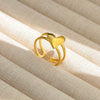 Wholesale Titanium Steel Electroplated Ins Style Heart Shape Geometric Retro Colorful Natural Stone Inlaid Unisex Women's Ring