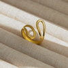 Wholesale Titanium Steel Electroplated Ins Style Heart Shape Geometric Retro Colorful Natural Stone Inlaid Unisex Women's Ring