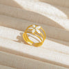 Wholesale Titanium Steel Electroplated Ins Style Heart Shape Geometric Retro Colorful Natural Stone Inlaid Unisex Women's Ring
