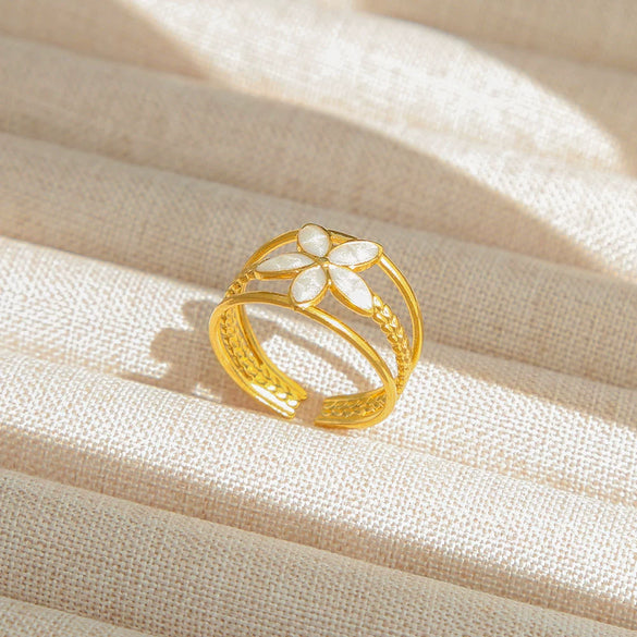 Wholesale Titanium Steel Electroplated Ins Style Heart Shape Geometric Retro Colorful Natural Stone Inlaid Unisex Women's Ring