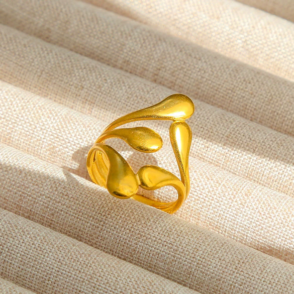 Wholesale Titanium Steel Electroplated Ins Style Heart Shape Geometric Retro Colorful Natural Stone Inlaid Unisex Women's Ring