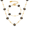 Wholesale Titanium Steel Electroplated 18K Gold Daisy Necklace And Bracelet Set For Women Fashion Plant Flowers Style