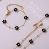 Wholesale Titanium Steel Electroplated 18K Gold Daisy Necklace And Bracelet Set For Women Fashion Plant Flowers Style