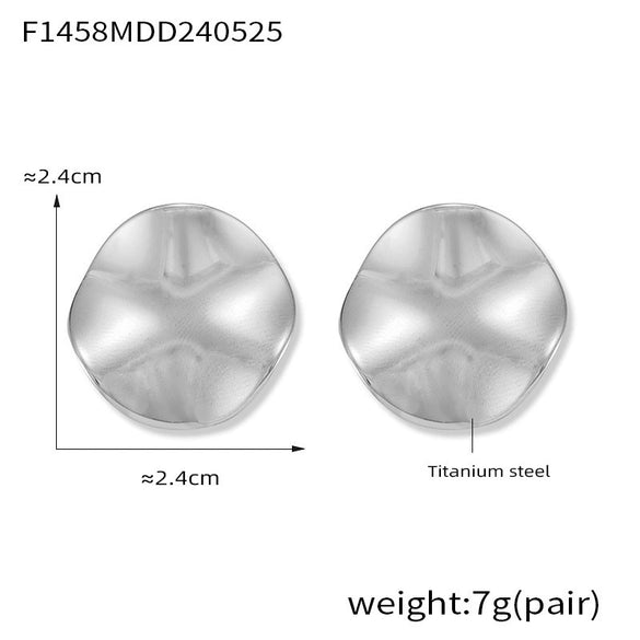 Wholesale Titanium Steel Electroplated 18K Gold Geometric Simple Design Round Concaveconvex Women's Earrings