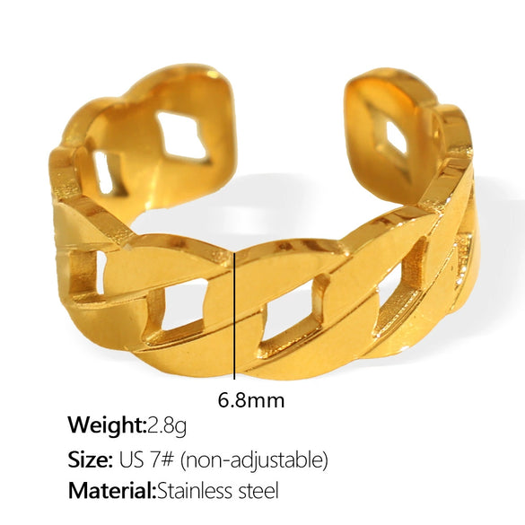 Wholesale 316L Stainless Steel Electroplated 18K Gold Hollow Chain Earrings And Rings