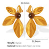 Wholesale 316L Stainless Steel Electroplated Natural Stone Flower Earrings