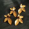 Wholesale 316L Stainless Steel Electroplated Natural Stone Flower Earrings
