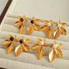 Wholesale 316L Stainless Steel Electroplated Natural Stone Flower Earrings