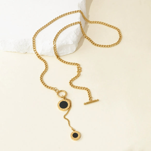 Wholesale Titanium Steel Electroplated Necklace With Roman Numerals Pendant In Small And Fresh Style