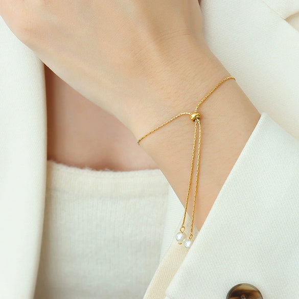 Wholesale Titanium Steel Electroplated Personality Vertical Square Chain Pullout Necklace And Bracelet Jewelry Set For Women