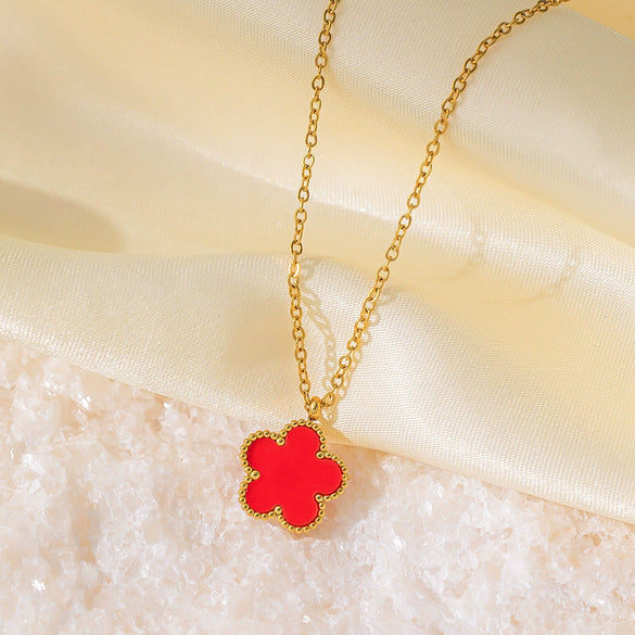 Wholesale Titanium Steel Electroplated Plants And Flowers Four Leaf Clover Five Leaf Petals Earrings Bracelet Necklace Set For Women