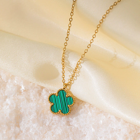 Wholesale Titanium Steel Electroplated Plants And Flowers Four Leaf Clover Five Leaf Petals Earrings Bracelet Necklace Set For Women