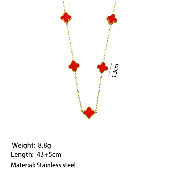 Wholesale Titanium Steel Electroplated Plants And Flowers Four Leaf Clover Five Leaf Petals Earrings Bracelet Necklace Set For Women