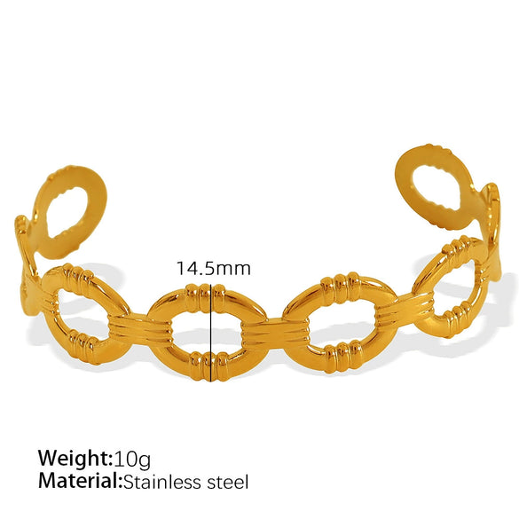 Wholesale 316L Stainless Steel Electroplated Retro Cshaped Hollow Out Personality Geometric Women's Bracelet