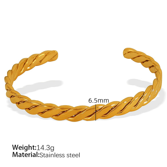 Wholesale 316L Stainless Steel Electroplated Retro Cshaped Hollow Out Personality Geometric Women's Bracelet