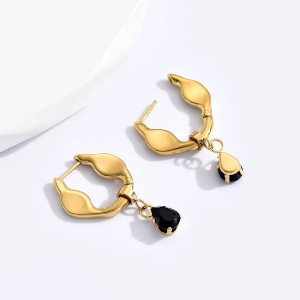 Wholesale Titanium Steel Electroplated Water Drop Shape Earrings For Women Light Luxury Jewelry