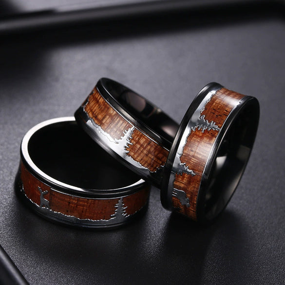 Wholesale Titanium Steel Elk Ring With Dripping Oil Treatment Unisex Animal Zodiac Design