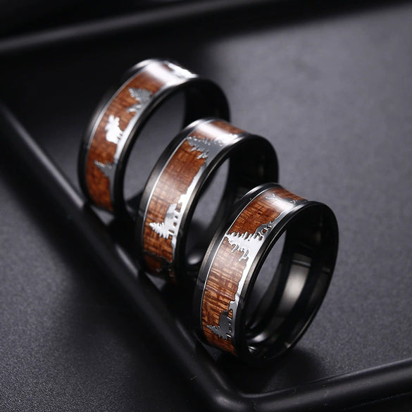 Wholesale Titanium Steel Elk Ring With Dripping Oil Treatment Unisex Animal Zodiac Design