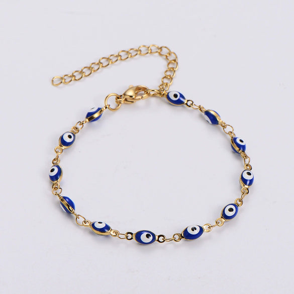 Wholesale Titanium Steel Evil Eye Bracelet With Dripping Oil Design For Women And Unisex