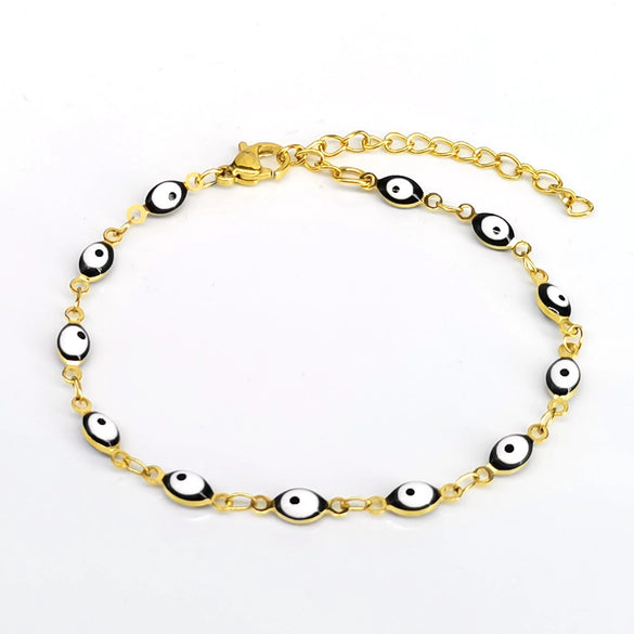 Wholesale Titanium Steel Evil Eye Bracelet With Dripping Oil Design For Women And Unisex