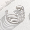Wholesale Titanium Steel Exaggerated Open Adjustable Non Fading Female Bracelet With Geometric Style And Electroplating