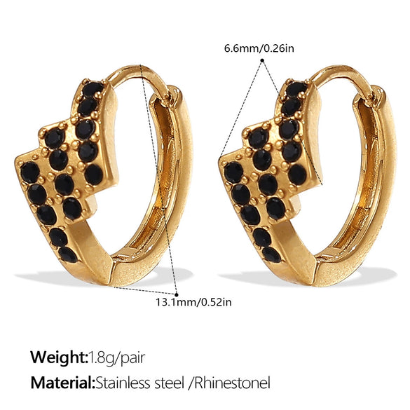 Wholesale 316L Stainless Steel Fashion Earrings Electroplated 18K Gold Inlaid With Rhinestones For Women