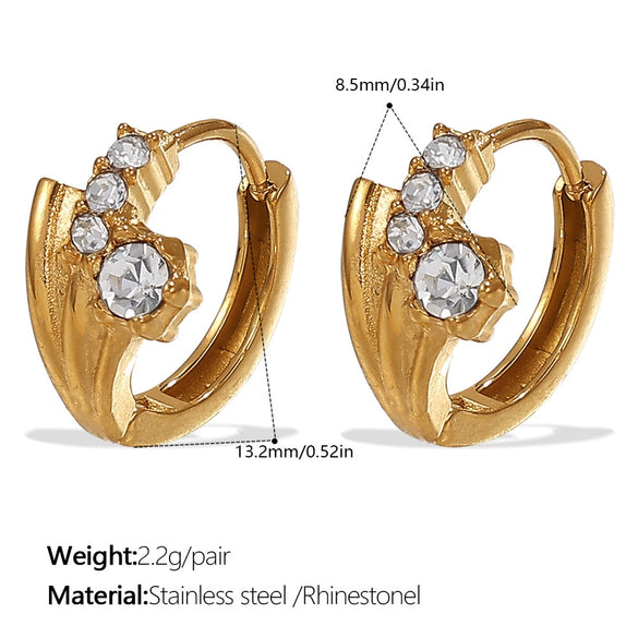 Wholesale 316L Stainless Steel Fashion Earrings Electroplated 18K Gold Inlaid With Rhinestones For Women