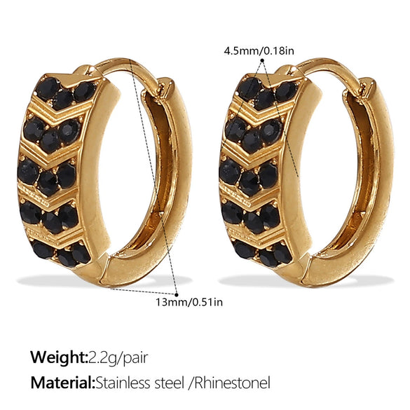 Wholesale 316L Stainless Steel Fashion Earrings Electroplated 18K Gold Inlaid With Rhinestones For Women