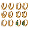 Wholesale 316L Stainless Steel Fashion Earrings Electroplated 18K Gold Inlaid With Rhinestones For Women