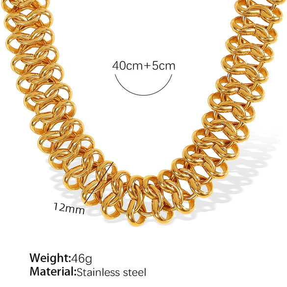 Wholesale 316L Stainless Steel Fashion Exaggerated Thick Necklace And Bracelet Set With Hollow Chain Design And Electroplating Treatment