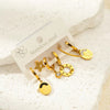 Wholesale Titanium Steel Fashion Geometric Sun And Star Earrings Set With Electroplating For Women