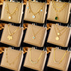 Wholesale Titanium Steel Fashion Retro Cold Style Goldplated Clavicle Chain With Diamond Heart Eightpointed Star Pendant Necklace For Women