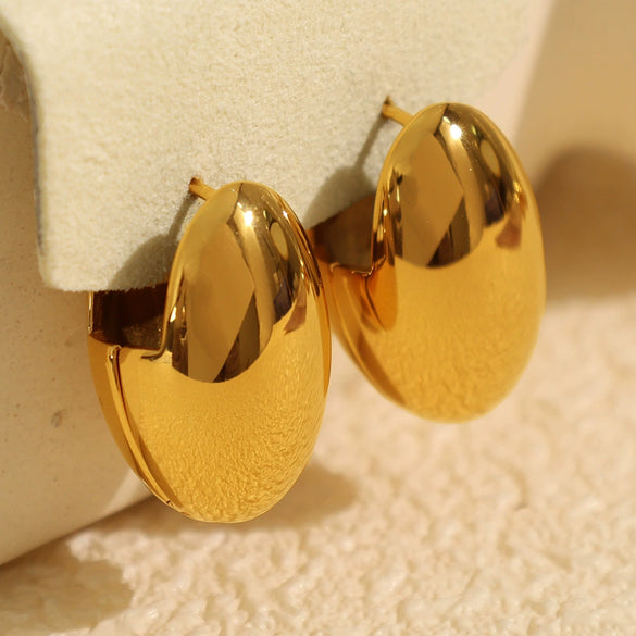 Wholesale 316L Stainless Steel Fashion Retro Earrings With Electroplating Treatment And Melon Seed Buckles For Women