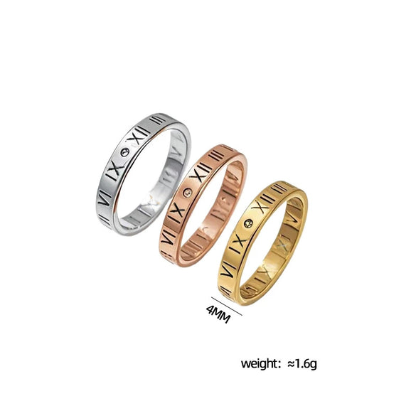 Wholesale Titanium Steel Fashion Ring With Roman Numerals And Letters Electroplated For Women