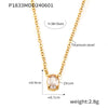Wholesale 316L Stainless Steel Fine Chain Oval Pendant Necklace Inlaid With Zircon Geometric Design Gold Plated