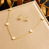 Wholesale Titanium Steel Five Leaf Flower Star Earrings With 18K Furnace Vacuum Plating For Women