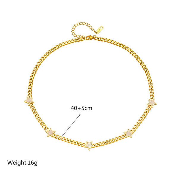Wholesale Titanium Steel Fivepointed Star Chain Jewelry Electroplated Clavicle Necklace For Women