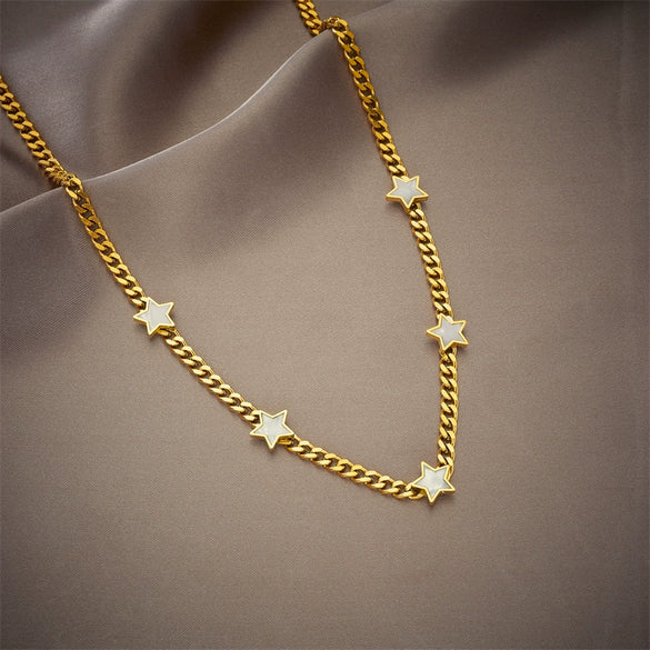 Wholesale Titanium Steel Fivepointed Star Chain Jewelry Electroplated Clavicle Necklace For Women