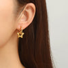 Wholesale Titanium Steel Fivepointed Star Pendant Earrings For Women Gold Plated Simple Allmatch