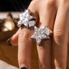 Wholesale 316L Stainless Steel Fivepointed Star Zircon Ring With Geometric Pattern Electroplated And Fashionable For Women