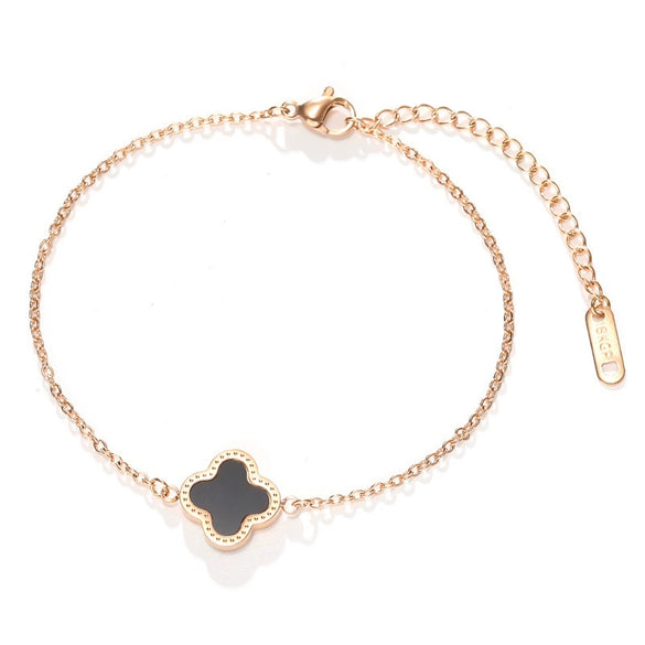 Wholesale Titanium Steel Flower Clover Doublesided Electroplated Waterproof Sweatproof Colorfast Women's Bracelet