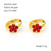 Wholesale Titanium Steel Flower Design Electroplated Zircon Women's Earrings
