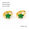 Wholesale Titanium Steel Flower Design Electroplated Zircon Women's Earrings