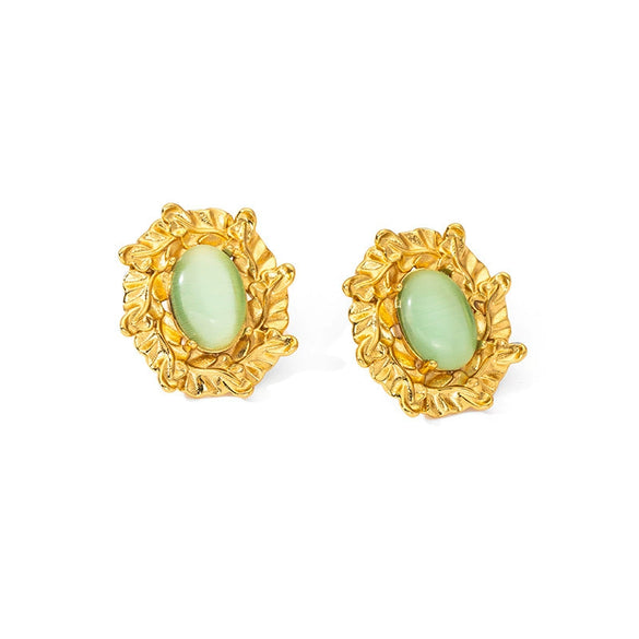 Wholesale Titanium Steel Flower Diamond Elegant Vintage Women's Earrings With Electroplating