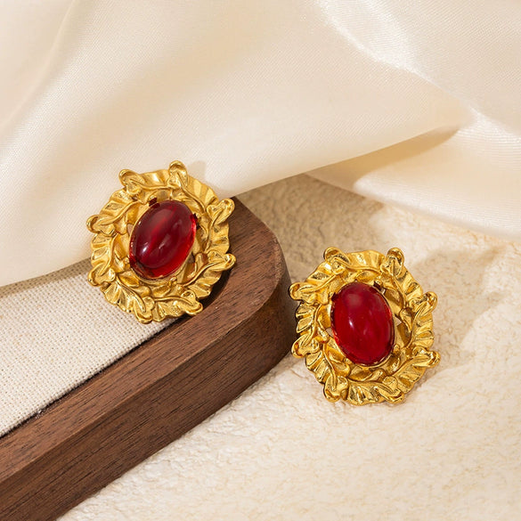 Wholesale Titanium Steel Flower Diamond Elegant Vintage Women's Earrings With Electroplating