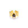 Wholesale Titanium Steel Flower Geometric U Shape Niche Design Electroplated Ring Inlaid With Natural Stone