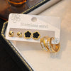 Wholesale Titanium Steel Flower Hoop Zircon Earrings For Women Electroplated Simple Niche Design Light Luxury