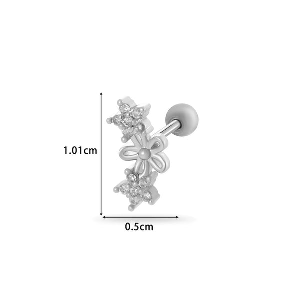 Wholesale Titanium Steel Flower Pattern Electroplated Women's Cartilage Earrings