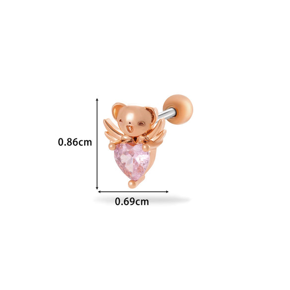 Wholesale Titanium Steel Flower Pattern Electroplated Women's Cartilage Earrings